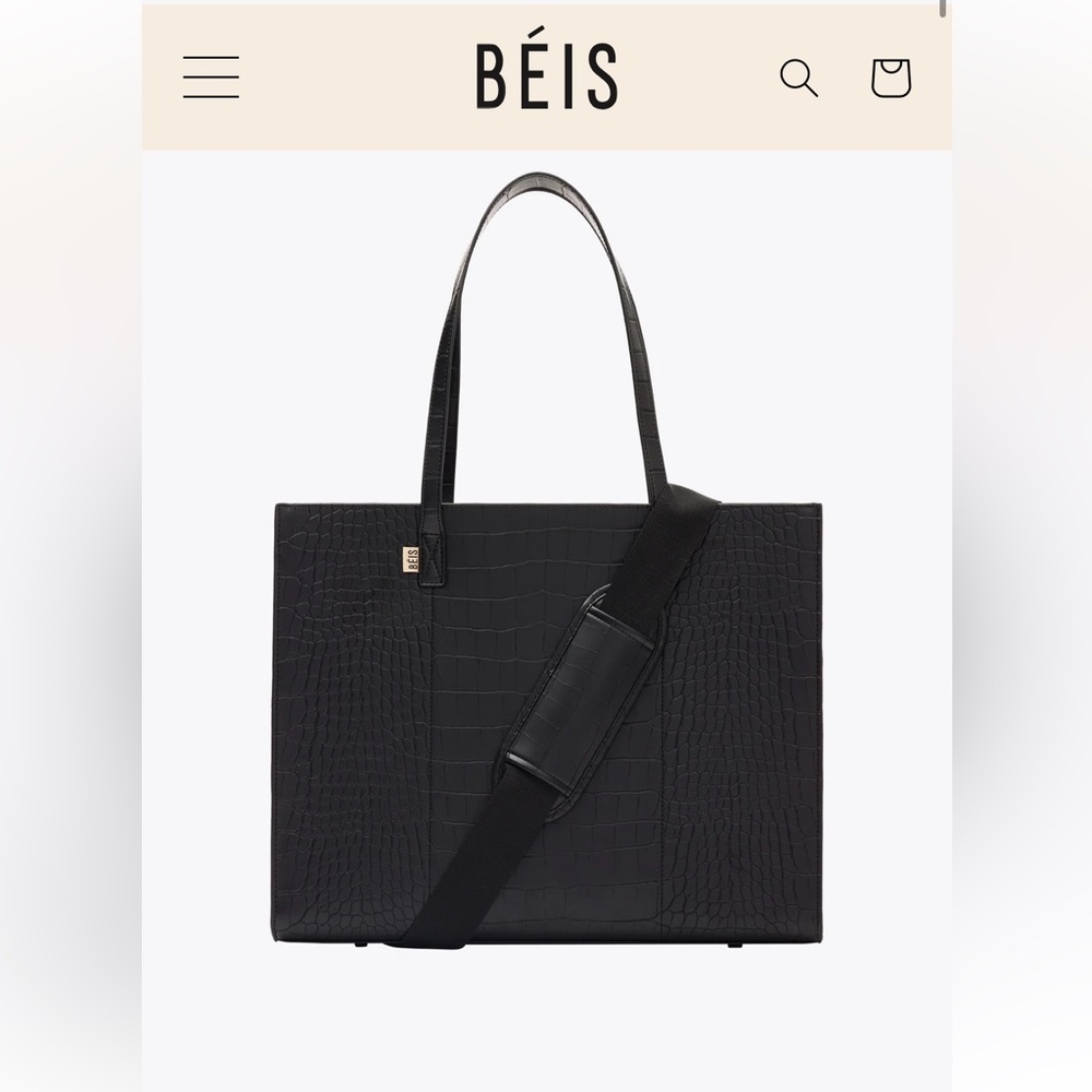 Beis The Large Work Tote in Black Croc